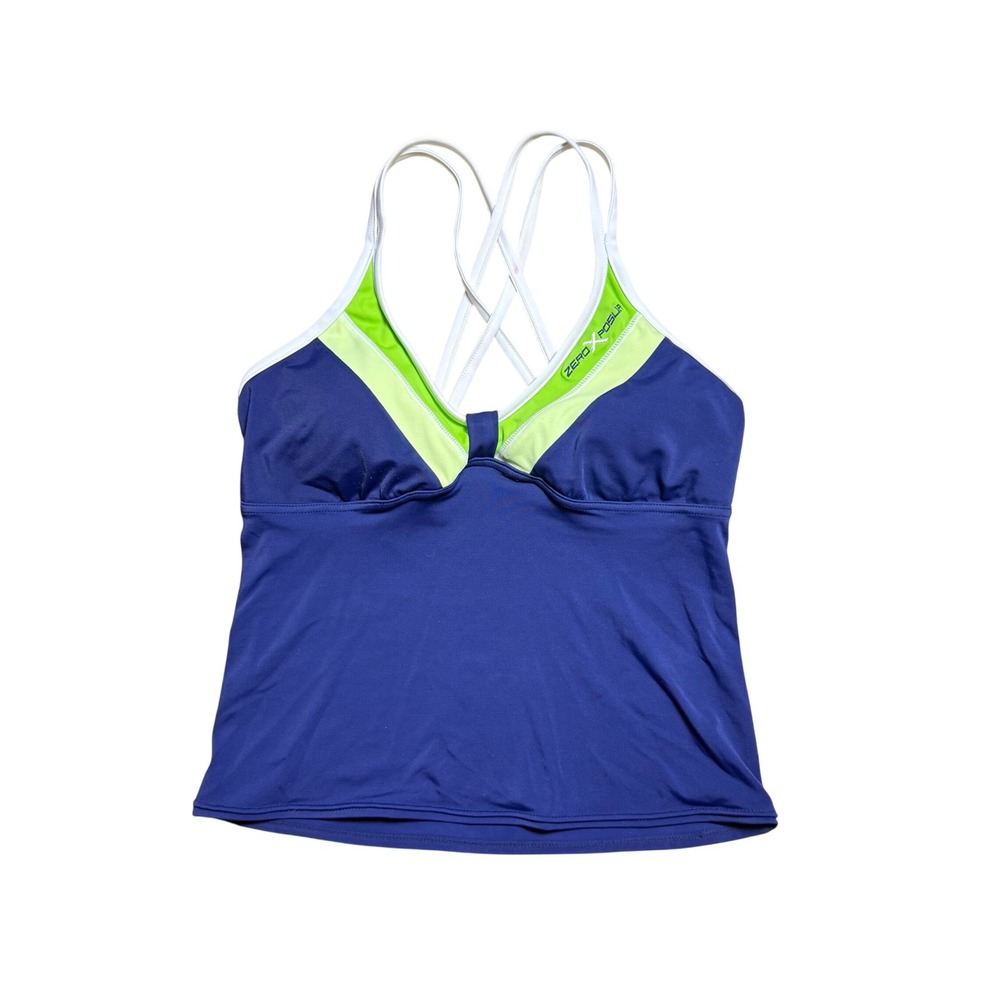 ZeroXposur Women Blue Lime Green Crisscross Strap Top